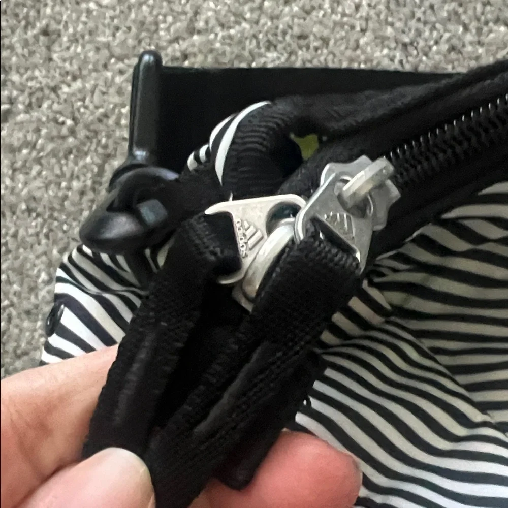 Adidas Striped Black and White Duffel Bag